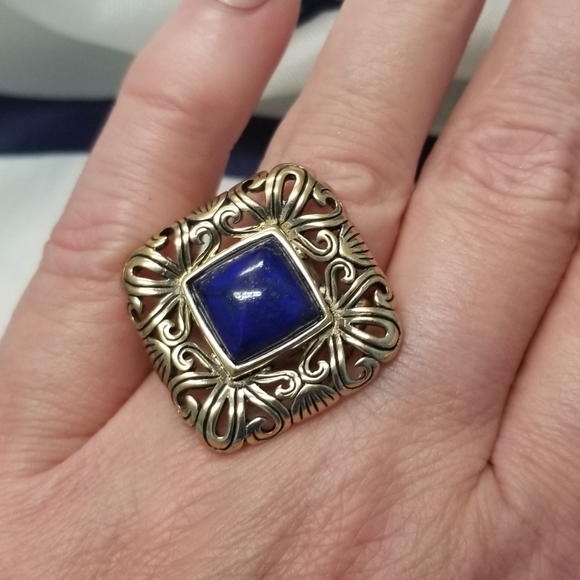 Studio Barse Jewelry - BARSE Blue Lapis Bronze Statement Ring sz7
